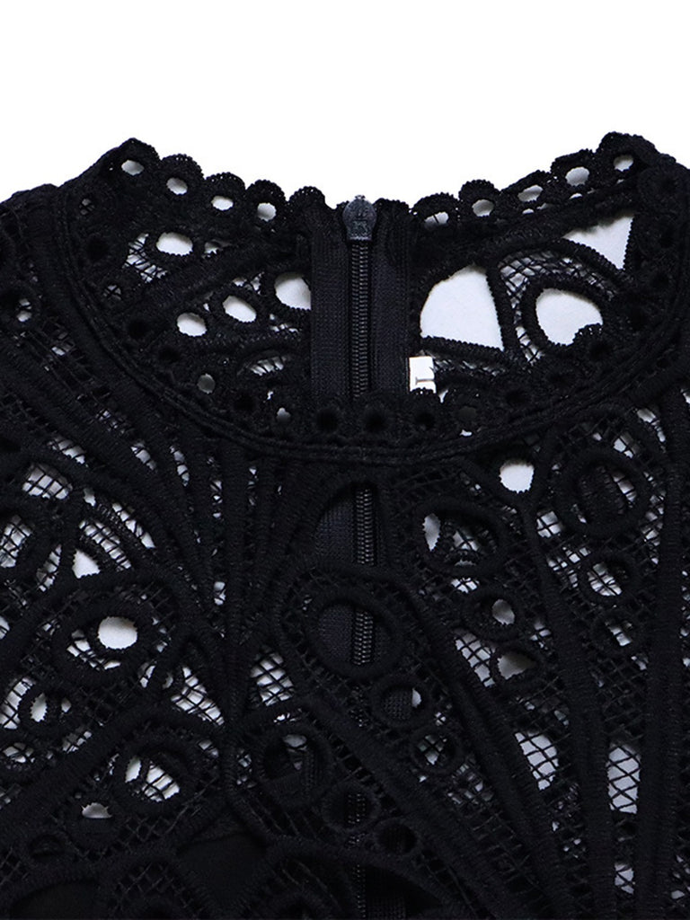 1960s Solid Lace Crochet Pleated Belted Dress — the kind of 1960s dress that makes strangers smile