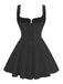 1960s Solid Lace Straps Lace-Up Skater Dress - vintage dress, retro fashion