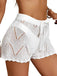 She finds her 1960s story in this 1960s Solid Lace-Up Hollow Crochet Shorts