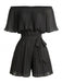 1960s Solid Off Shoulder Pleated Romper 2