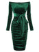 This 1960s Solid Off-Shoulder Velvet Dress wraps her in 1960s elegance, one twirl at a time
