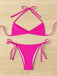1960s Solid Ruched Halter Lace-Up Bikini Set - vintage fashion, retro style