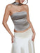 1960s Solid Satin Halter Neck Tube Top - vintage fashion, retro style