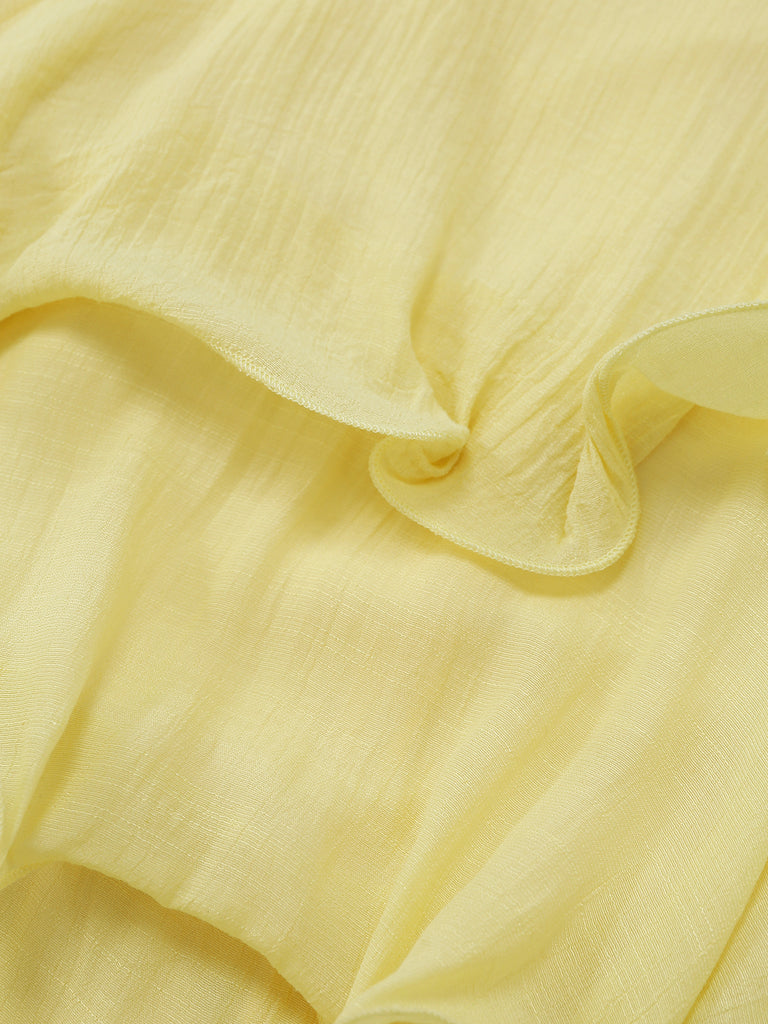 1960s Solid Strapless Backless Ruffle Cake Dress - vintage dress, retro fashion
