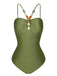 1960s Solid Textured Bandeau Halter Swimsuit, vintage swimsuit, pin-up swimwear - perfect for women who love vintage and retro fashion