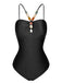 1960s Solid Textured Bandeau Halter Swimsuit, vintage swimsuit, pin-up swimwear - perfect for women who love vintage and retro fashion
