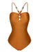 1960s Solid Textured Bandeau Halter Swimsuit, vintage swimsuit, pin-up swimwear - perfect for women who love vintage and retro fashion
