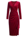 1960s Solid Twist V-Neck Velvet Dress, vintage dress, retro fashion - perfect for women who love vintage and retro fashion