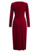 1960s Solid Twist V-Neck Velvet Dress, vintage dress, retro fashion - perfect for women who love vintage and retro fashion