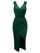 1960s Solid V-Neck Side Slit Bodycon Dress: where 1960s romance meets her modern spirit