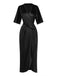 1960s Solid Velvet Half-Sleeve Dress - vintage dress, retro fashion