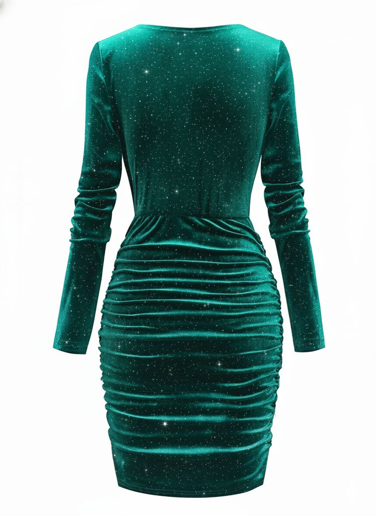 1960s Solid Velvet Long Sleeve Cowl Neck Dress - vintage dress, retro fashion