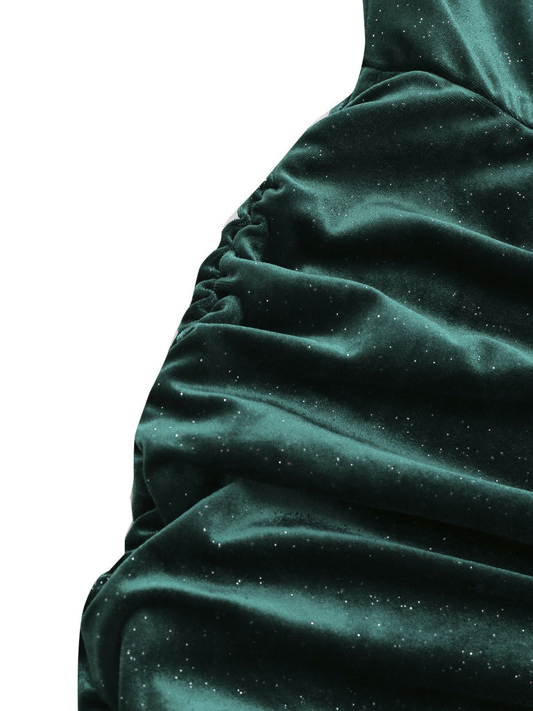1960s Solid Velvet Long Sleeve Cowl Neck Dress - vintage dress, retro fashion