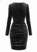 1960s Solid Velvet Long Sleeve Cowl Neck Dress - vintage dress, retro fashion