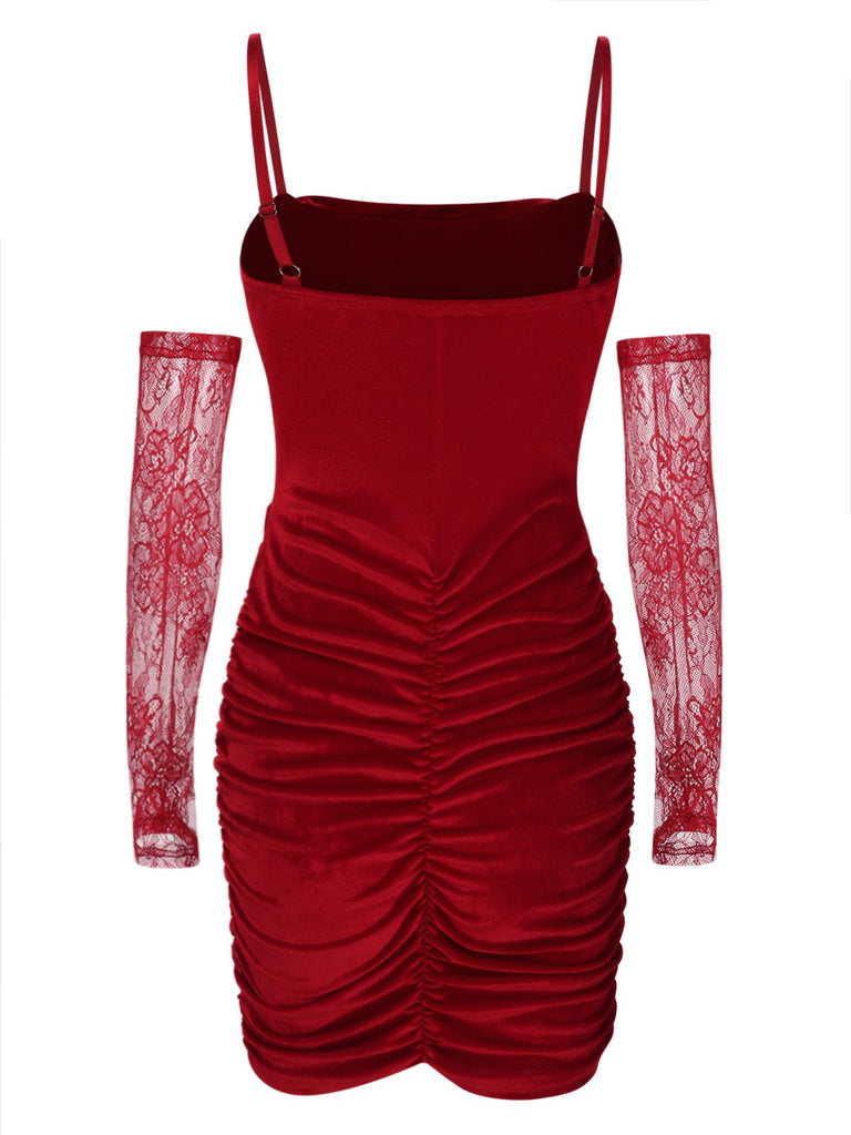 1960s Solid Velvet Sling Dress With Sleeves, vintage dress, retro fashion - perfect for women who love vintage and retro fashion