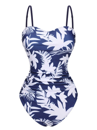 She's wearing 1960s Spaghetti Strap Plants Solid One-Piece Swimsuit and the whole beach remembers the 1960s