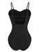 1960s Spaghetti Strap Plants Solid One-Piece Swimsuit: 1960s Riviera elegance, reimagined for her
