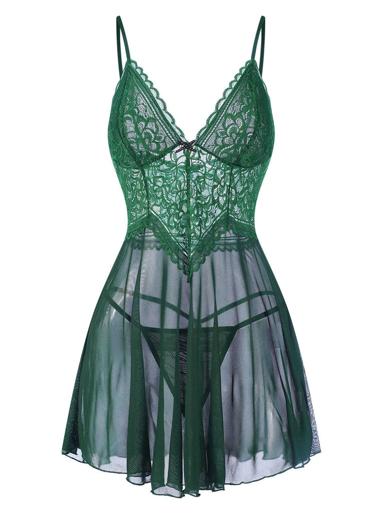 1960s Spaghetti Straps Lace Sheer Nightgown — the kind of 1960s dress that makes strangers smile