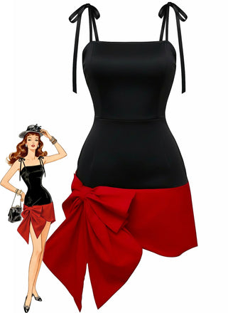 1960s Square Neck Bow Tie Dress - vintage dress, retro fashion