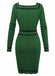 1960s Square Neck Pearl Button Knitted Dress - vintage dress, retro fashion