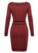 1960s Square Neck Pearl Button Knitted Dress - vintage dress, retro fashion
