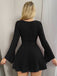 1960s Square Neck Ribbed Bell Sleeves Dress - vintage dress, retro fashion