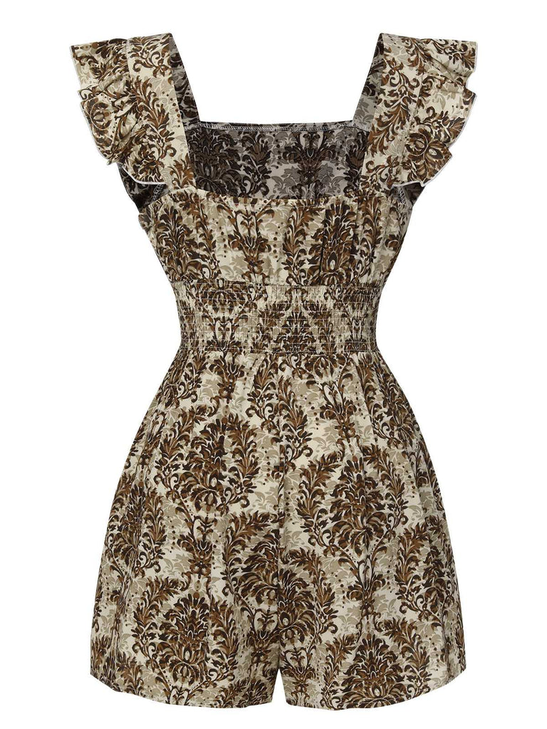 This 1960s Square Neck Wrinkle Ruffles Romper whispers 1960s secrets to those who notice