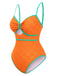 1960s Strap Contrast Trim One-Piece Swimsuit — 1960s poolside glamour meets sun-drenched confidence