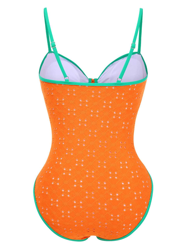 She's wearing 1960s Strap Contrast Trim One-Piece Swimsuit and the whole beach remembers the 1960s