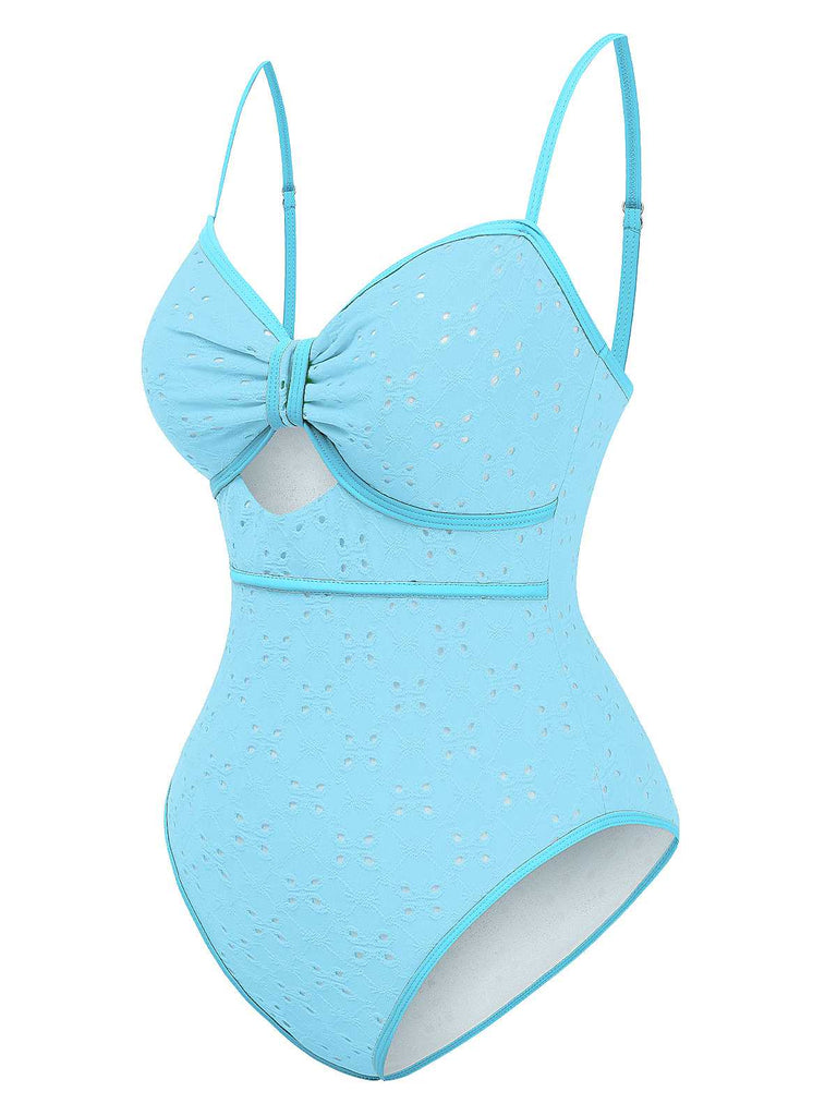 She's wearing 1960s Strap Contrast Trim One-Piece Swimsuit and the whole beach remembers the 1960s