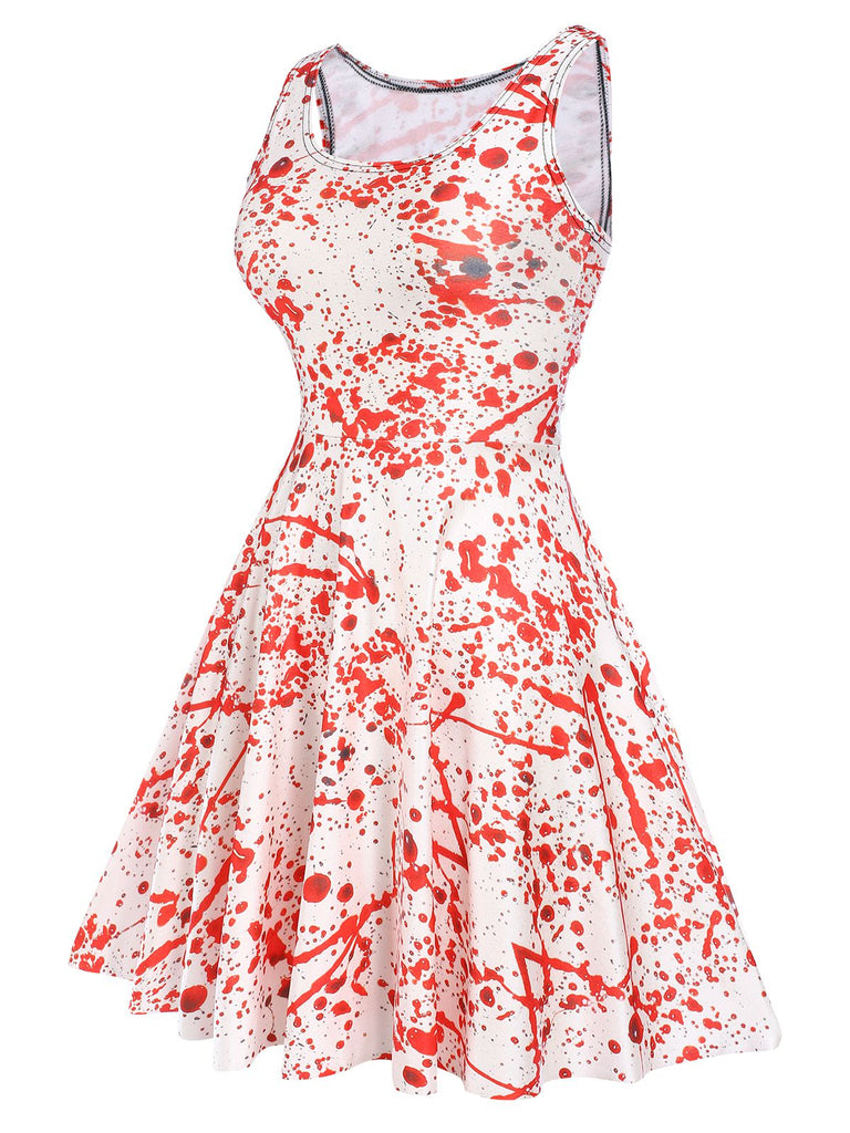 1960s Strap Halloween Blood Print Sleeveless Dress: where 1960s romance meets her modern spirit