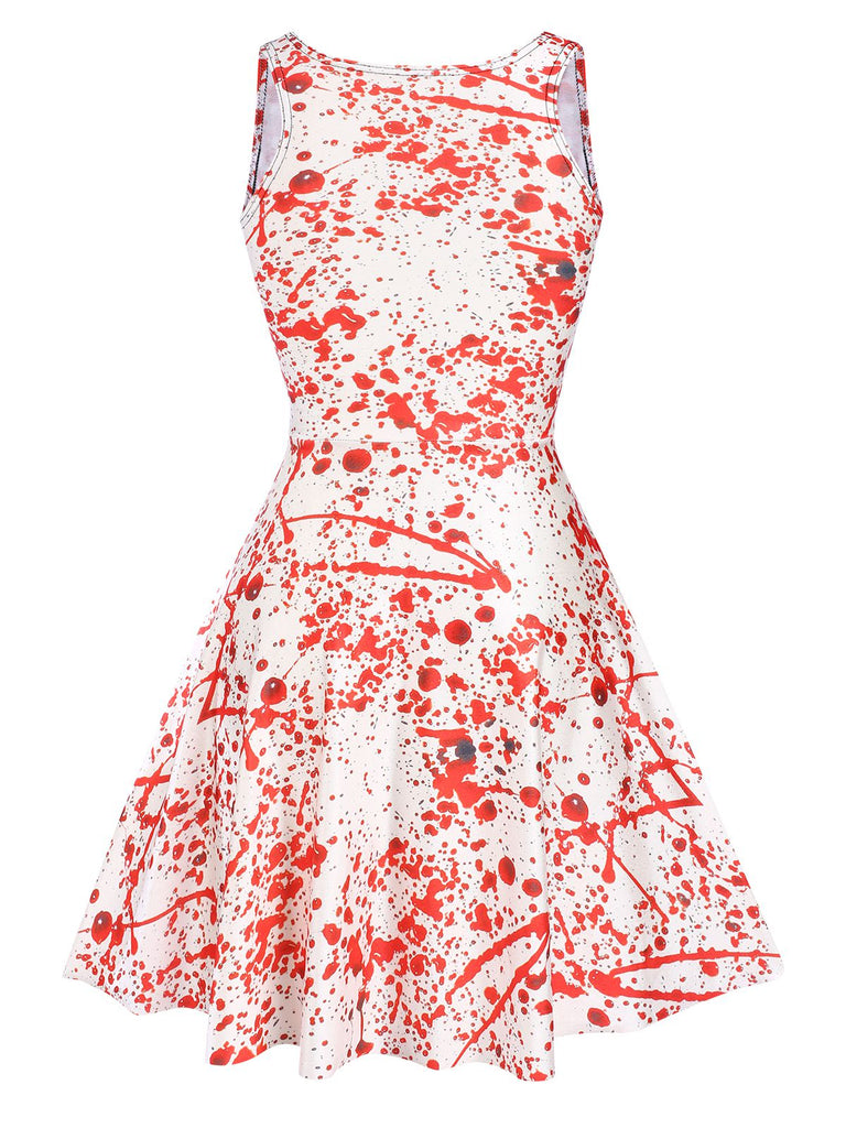 This 1960s Strap Halloween Blood Print Sleeveless Dress wraps her in 1960s elegance, one twirl at a time