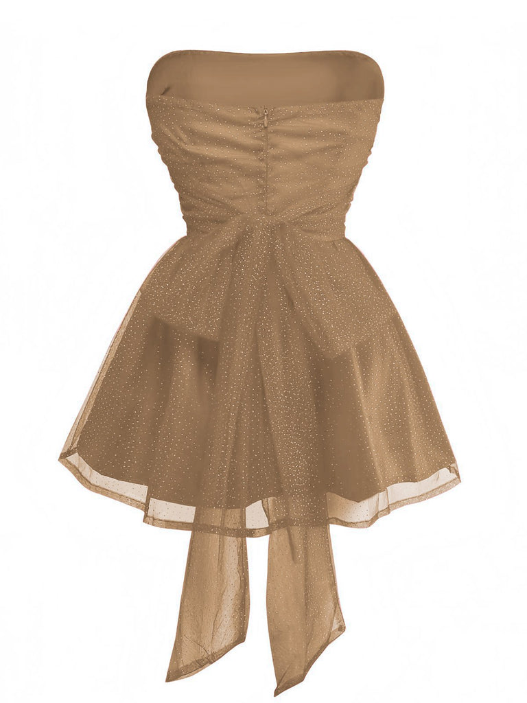 1960s Strapless Glitter Back-Tie Tulle Dress - vintage dress, retro fashion