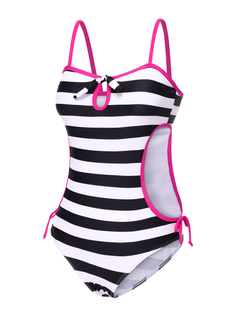 1960s Striped Hollow Bow Swimsuit | 1960s | vintage swimsuit, retro beachwear