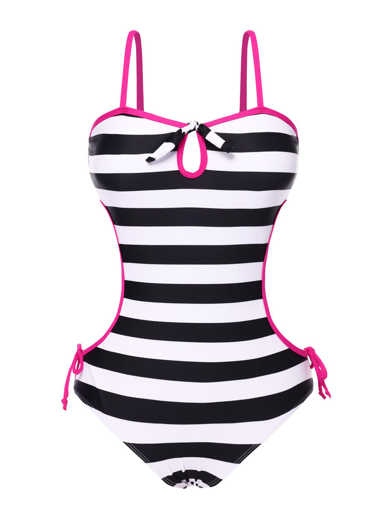 1960s Striped Hollow Bow Swimsuit | 1960s | vintage swimsuit, retro beachwear