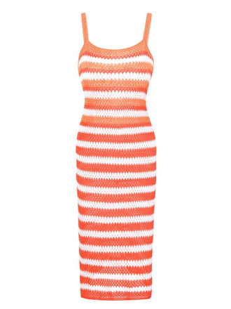 1960s Striped Knitted Spaghetti Straps Dress, vintage dress, retro fashion - perfect for women who love vintage and retro fashion