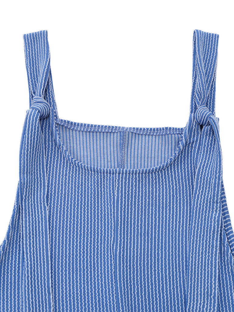 1960s Striped Pocketed Tie-Strap Romper - vintage romper, retro jumpsuit for vintage lovers