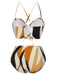 2PCS Multicolor 1960s Artistic Brush Straps Lace-Up Swimsuit & Cover-Up - vintage swimsuit, pin-up style