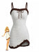 2PCS White 1960s Ruffle Tie Front Textured Bodycon Swimsuit - vintage swimsuit, pin-up style, elegant red