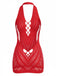 1960s Halter Fishnet Cutout Bodycon Mini Swimsuit Cover-Up - vintage swimsuit, pin-up style