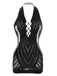 1960s Halter Fishnet Cutout Bodycon Mini Swimsuit Cover-Up - vintage swimsuit, pin-up style