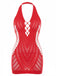 1960s Halter Fishnet Cutout Bodycon Mini Swimsuit Cover-Up - vintage swimsuit, pin-up style