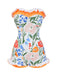 Multicolor 1960s Painted Floral Bandeau One-Piece Swimsuit - vintage swimsuit, pin-up style