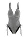 1960s Spaghetti Strap Contrast Stripes One-Piece Swimsuit - vintage swimsuit, pin-up style