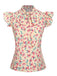 1960s Tie Neck Floral Ruffles Top - vintage fashion, retro style