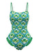 1960s Tropical Coconut Palm Tree Print Swimsuit - vintage swimwear, retro beach style for women