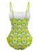 1960s Tropical Coconut Palm Tree Print Swimsuit - vintage swimwear, retro beach style for women