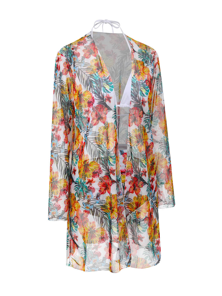 1960s Tropical Halter Bikini Set & Cover-Up, vintage swimsuit, pin-up swimwear - perfect for women who love vintage and retro fashion