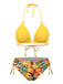 1960s Tropical Halter Bikini Set & Cover-Up, vintage swimsuit, pin-up swimwear - perfect for women who love vintage and retro fashion