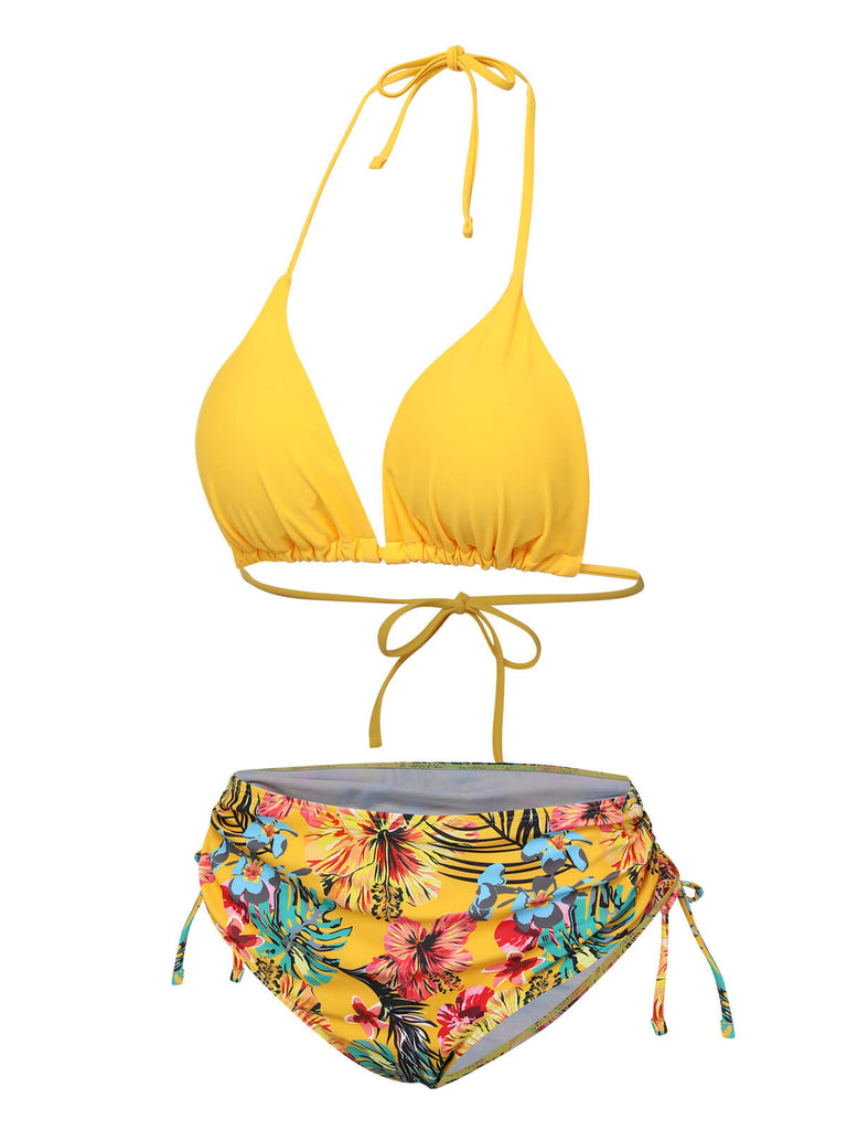 1960s Tropical Halter Bikini Set & Cover-Up, vintage swimsuit, pin-up swimwear - perfect for women who love vintage and retro fashion